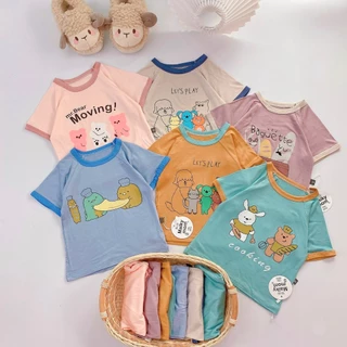 [MS24] Bộ cộc tay thun lạnh in hình ngộ nghĩnh siêu mát, mềm, mịn cho bé trai/bé gái 5-15kg