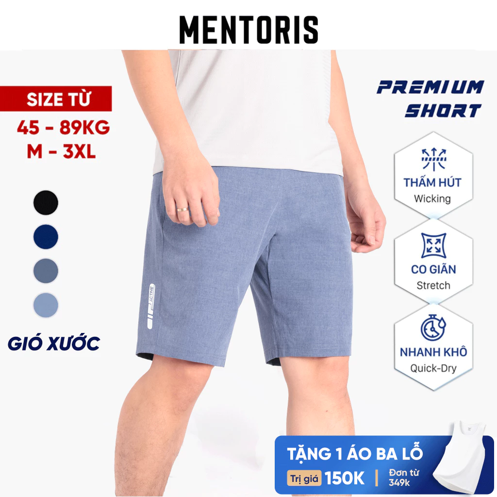 Quần short thể thao Nam Mentoris, vải gió xước cao cấp, đường may tỉ mỉ, form dáng khỏe khoắn MSR02