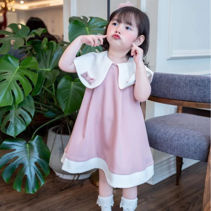 Váy/Đầm Nơ Công Chúa Chubby Store - Váy Chữ A Đính Nơ Xinh Xắn Cho Bé Gái