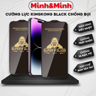 Kính Cường Lực iphone King Kong Black KTM, chống bụi khi dán, full màn, ip 7plus/xsmax, 11Promax, 12 13 14 Pro max