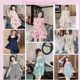 Bộ ngủ pijama tiểu thư cổ vuông chất Kate Thái