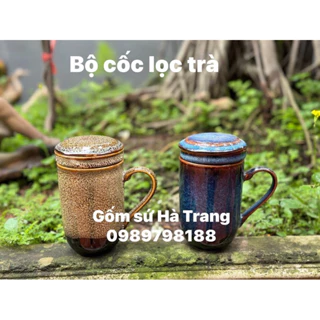 Cốc lọc trà men hoả biến Gấm  Gốm sứ Bát Tràng cao cấp