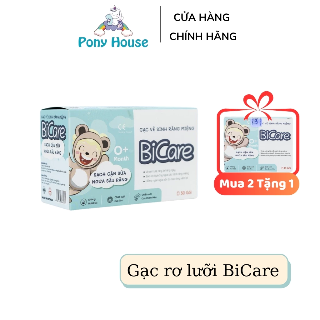 Gạc rơ lưỡi Bicare kháng khuẩn vệ sinh răng miệng hàng ngày cho bé sơ sinh (30 gói)