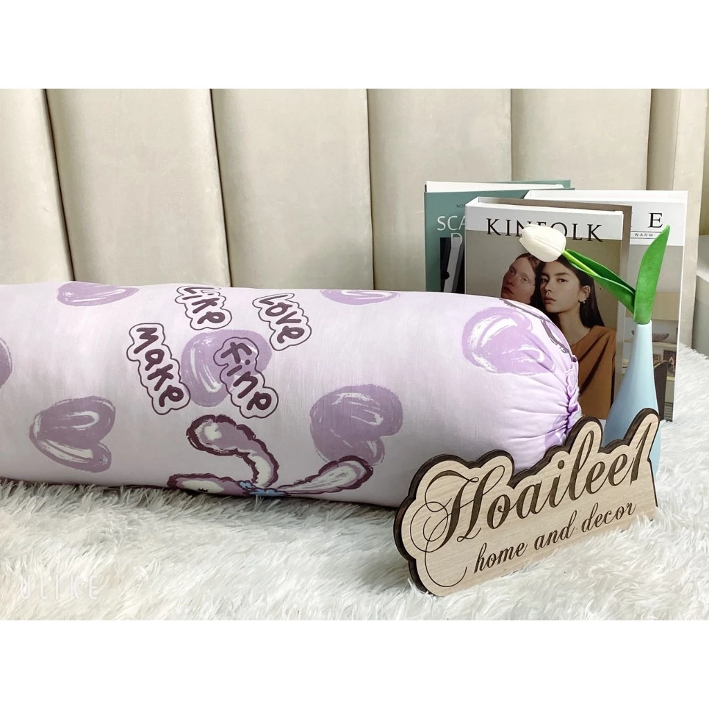 Vỏ gối ôm cotton đũi sơ đậu nành mềm mại, kích thước 35x100cm, an toàn cho mọi loại da.