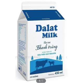 Sữa Tươi Thanh Trùng Đà Lạt Milk Có Đường 450ML