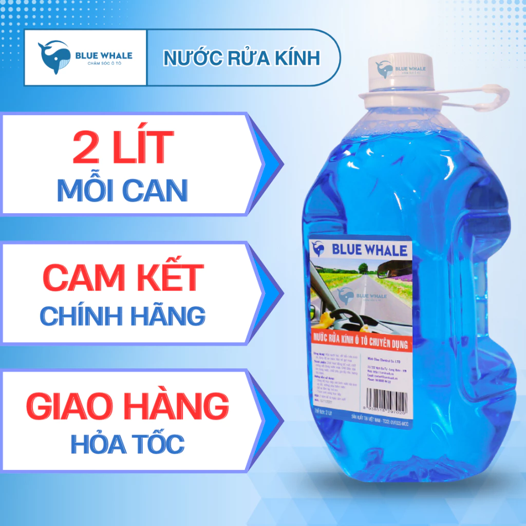 Nước rửa kính ô tô BlueWhale đổ trực tiếp, xóa sạch mọi vết bẩn bề mặt kính lái, tạo hiệu ứng lá sen