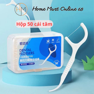 Tăm chỉ nha khoa hộp 50 cái sọi chỉ mảnh, bảo vệ răng miệng Yuna.vn