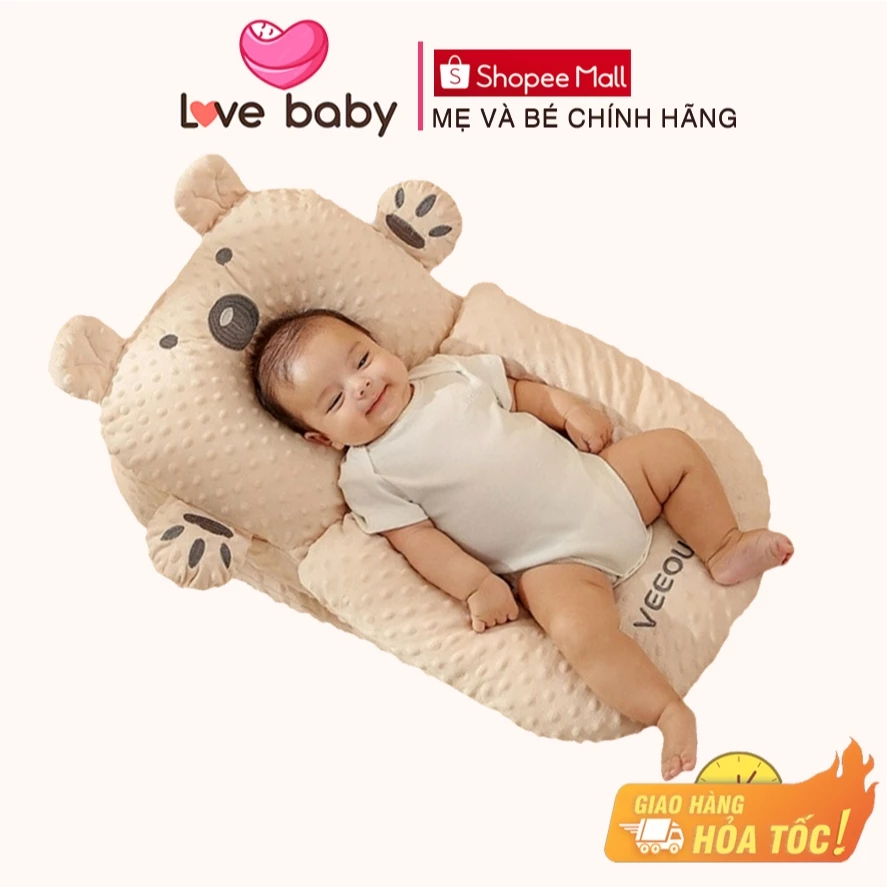 Bộ Đệm gối ngủ cho bé chống trào ngược LOVE BABY  cao cấp, thiết kế gấp gọn rộng rãi tặng kèm phụ kiện