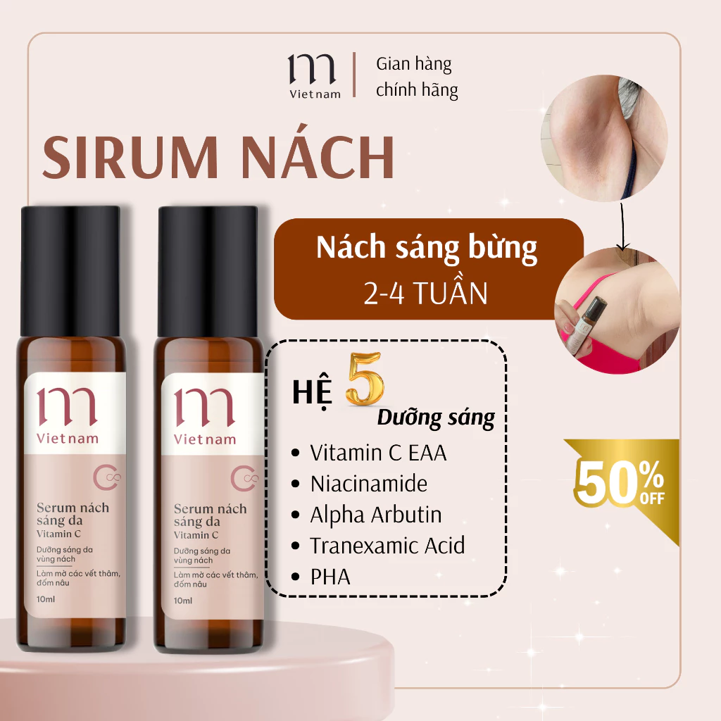 [Combo] serum giảm thâm nách, dưỡng trắng nách vitamin C M Việt Nam kết hợp làm thơm