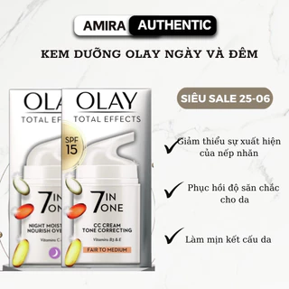 Kem Dưỡng Olay Total Effects 7 In 1 Ngày và Đêm - Dưỡng Da, Tái tạo và làm đẹp da, chống lão hóa