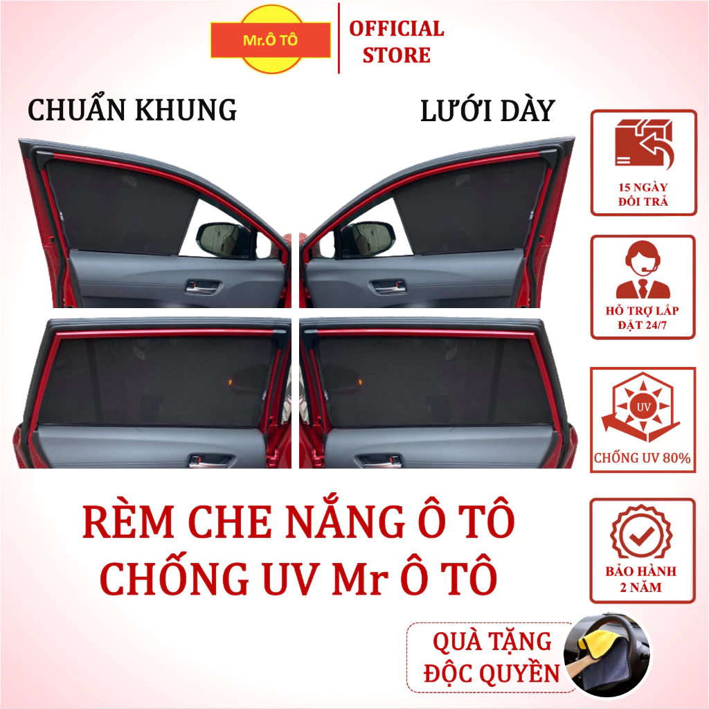 Rèm che nắng ô tô chống UV MR.OTO chính hãng loại 1 [tặng quà đặc biệt], bộ 4 miếng cho mọi loại xe.