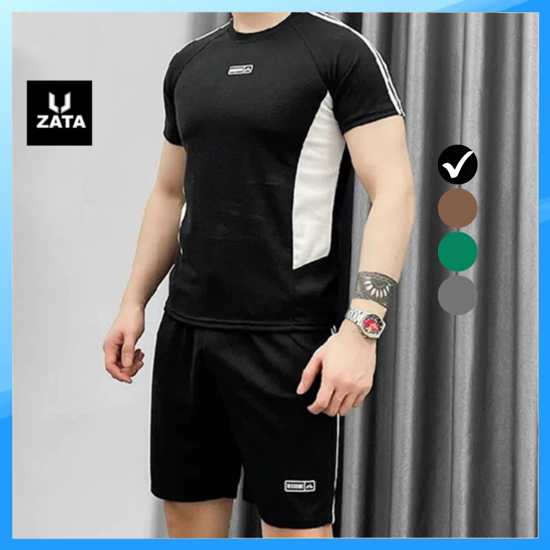 Bộ quần áo thể thao nam ZATA cộc tay vải cotton phối vai trẻ trung B3- ZATAVN -BttnPhoisuon