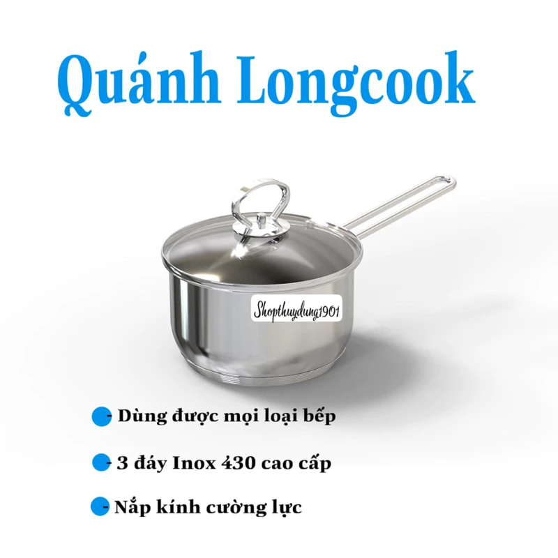Quánh nấu cháo, quấy bột cho bé. Quánh Longcook chính hãng 3 đáy inox 430 cao cấp