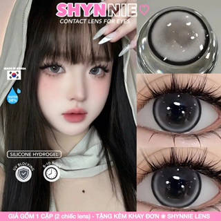 🎀 (𝗖𝗔̣̂𝗡 𝗧𝗨̛̀ 𝟬-𝟲 Đ𝗢̣̂) LENS (kính áp tròng) màu xám dễ mang 🌸 giãn to viền đen mỏng - SHYNNIE LENS (Lens Huế) 🐰