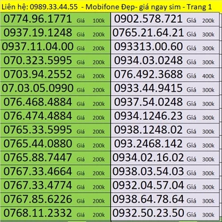 Sim Mobi Trả trước -Sim Mobifone Đẹp giá rẻ Dễ Mua
