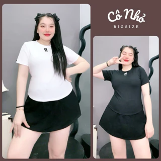 Áo thun nữ bigsize cô nhỏ cổ tròn tay ngắn dáng babytee chất gân tăm basic đơn giản thời thượng gắn nơ điểm nhấn G156