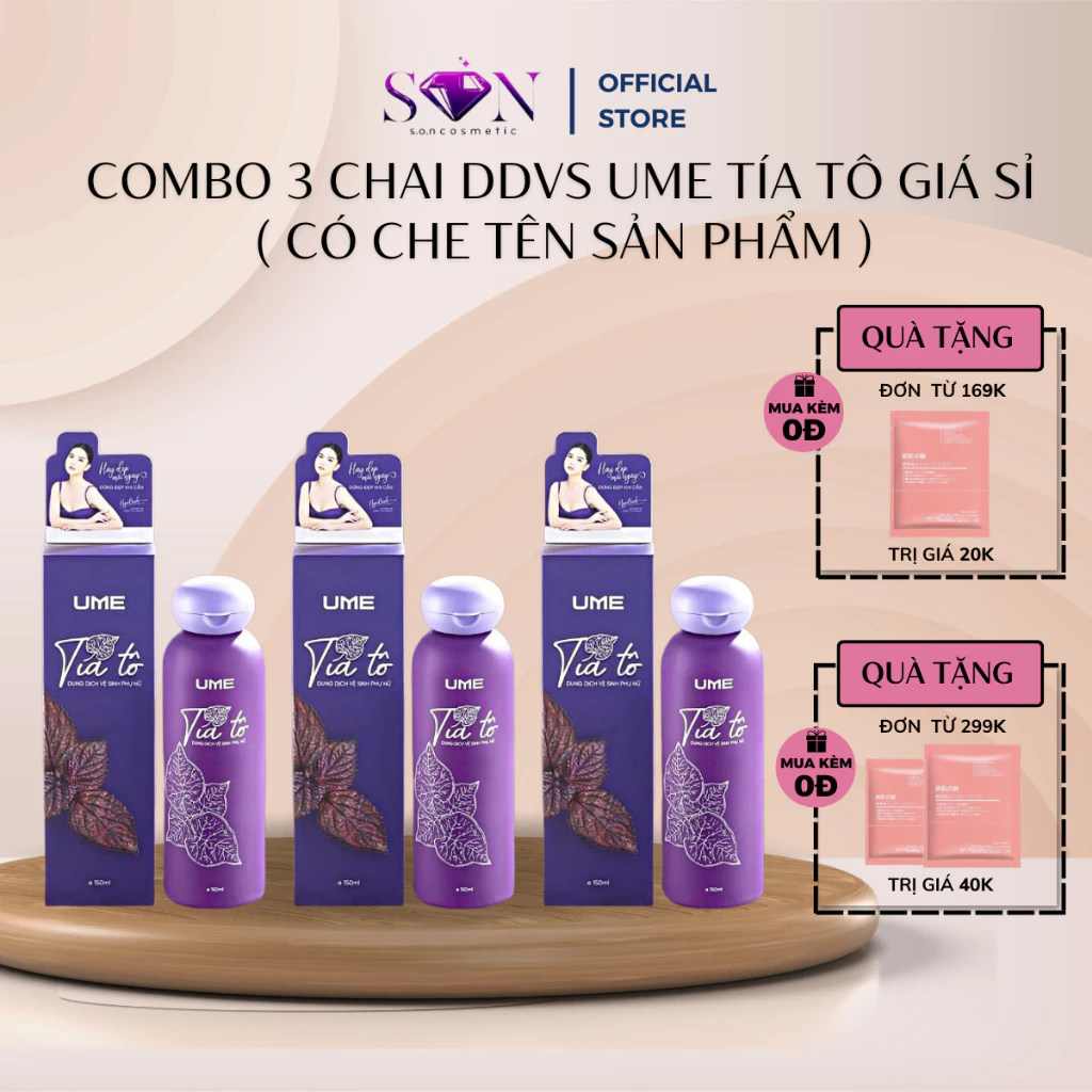 Combo 3 Chai Dung Dịch Vệ Sinh Phụ Nữ UME Làm Sạch Dịu Nhẹ, Khử Mùi Môi, Mềm Mịn Da 3 Chai Giá Sỉ