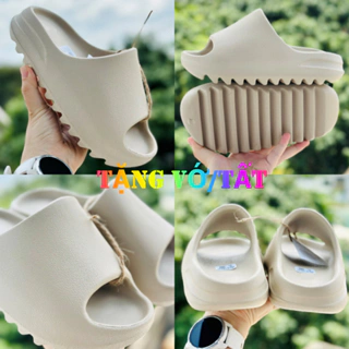 Dép ĐÚC YZ Slide ❤️ TẶNG VỚ ❤️ nguyên khối Vân Nhám quai ngang nam nữ, đế cao 5 cm, bảng cao cấp form chuẩn