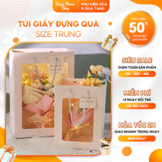 Túi Giấy Kiếng 1 Mặt Size Trung, Túi Đựng Hoa, Quà Tặng, Kích Thước 25x18x13cm, Hàng Loại Đẹp