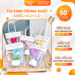 Set 10 Túi Kính Trong Suốt Gồm 7 Kích Thước, Túi Kính Đựng Hoa Tươi, Hoa Sáp, Quà Tặng