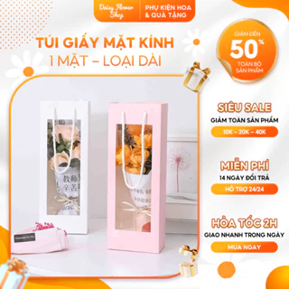 Túi Giấy Mặt Kính Trong Suốt Đựng Hoa, Đựng Quà Chất Lượng Tốt, Túi Giấy 1 Mặt Loại Dài