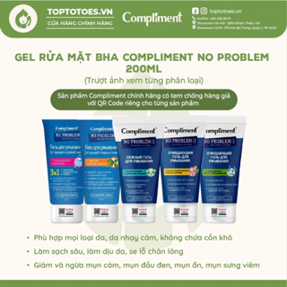 Gel rửa mặt BHA Compliment No Problem làm sạch sâu, giảm viêm & mụn 200ml