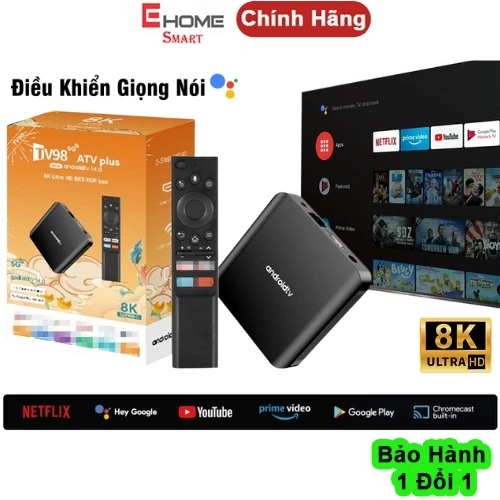 Android TV Box Tv98 Plus ATV 14 Giọng Nói Tiếng Việt 300 Kênh + Youtube Miễn Phí Trọn Đời