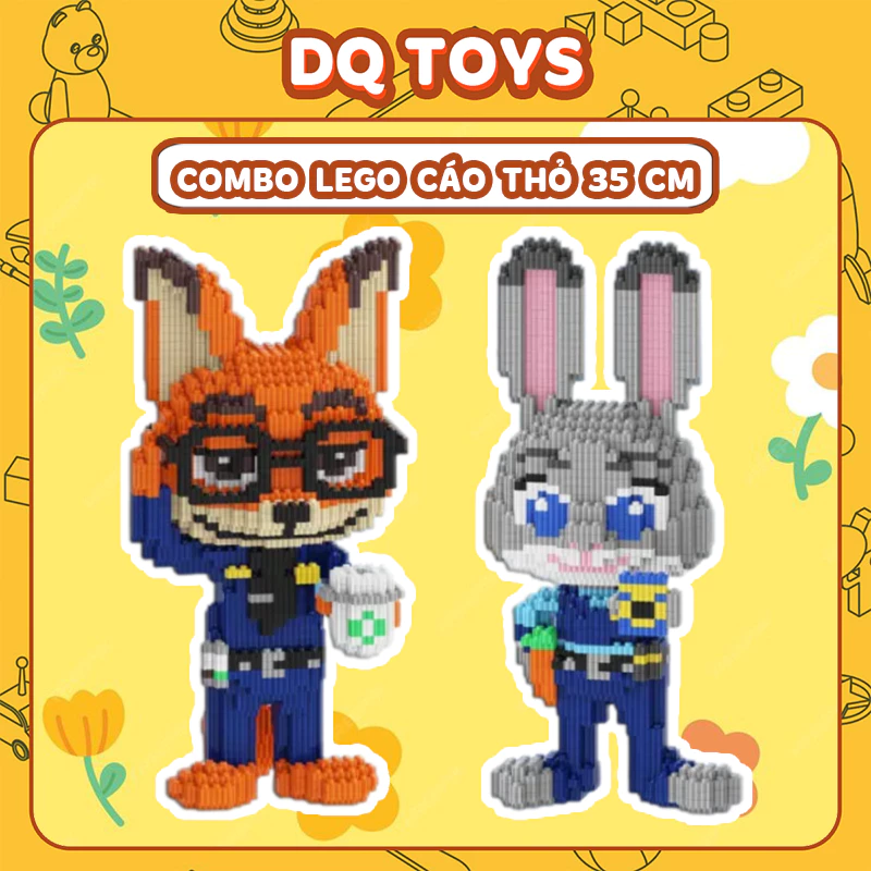 Mô hình lắp ghép combo Cáo Nick và Thỏ Judy đồ chơi lắp ráp 3D xếp hình Zootopia đáng yêu dễ thương size to 32cm