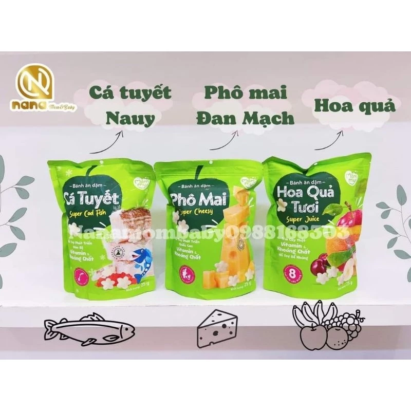 Tặng kèm phao bể bơi (12 gói) + Bánh ăn dặm Mămmy 6m+ vị sữa chua/rau củ/hoa quả/cá tuyết