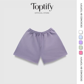 Quần short nữ TOPTIFY trơn cạp chun dây rút lưng cao chất cotton phong cách thể thao năng động - Kelly Short QT22