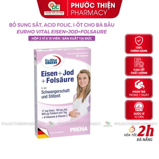 Bổ sung sắt acid folic cho bà bầu, người lớn EuRho Eisen Jod Folsaure Hộp 30 viên sắt hữu cơ