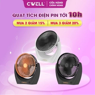 [Mua 3 giảm 20%] Quạt mini tích điện để bàn tới 10H, quạt sạc usb cầm tay CWell không ồn, pin khủng