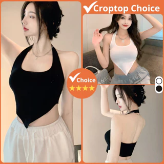 Áo yếm croptop hở lưng vạt nhọn có mút ngực CHOICE áo ba lỗ kiểu nữ đi biển mặc hè cực xinh A-20