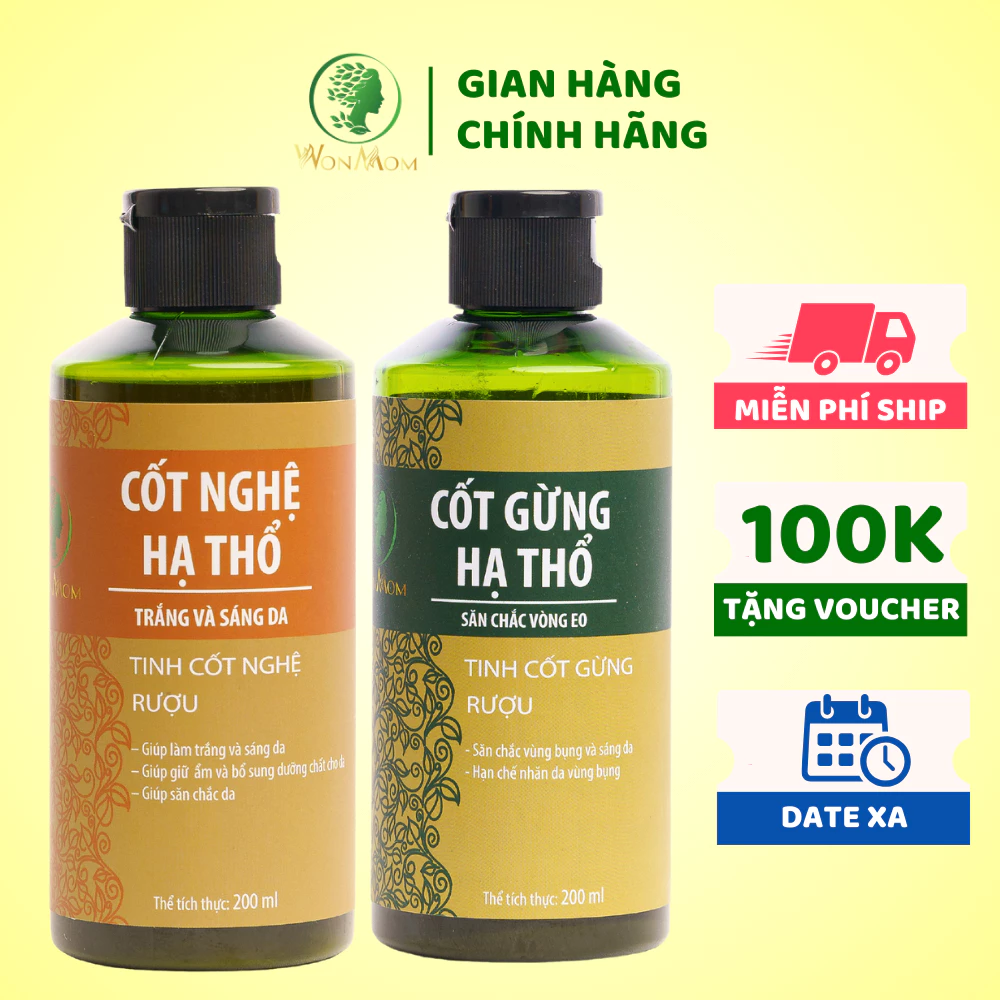 [ Giảm 50K - Đơn 479K ] Combo dưỡng trắng body và săn chắc eo sau sinh Wonmom ( 1 Cốt nghệ + 1 Cốt gừng hạ thổ )