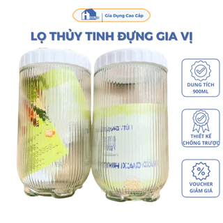 Lọ thủy tinh, hũ thủy tinh 900ml, đựng gia vị, thực phẩm, thiết kế nắp vặn chống trượt HOONBI LTT112