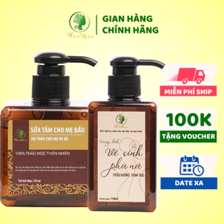 [ Giảm 35K - Đơn 329K ] Bộ thảo mộc tắm body và làm hồng " cô bé " Wonmom ( 1 Sữa tắm cho mẹ + 1 Dung dịch vệ sinh )