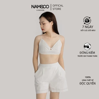 Quần  short nữ Namandco họa tiết thêu hoa, lưng chun trẻ trung, năng động size S,M,L màu trắng P10785