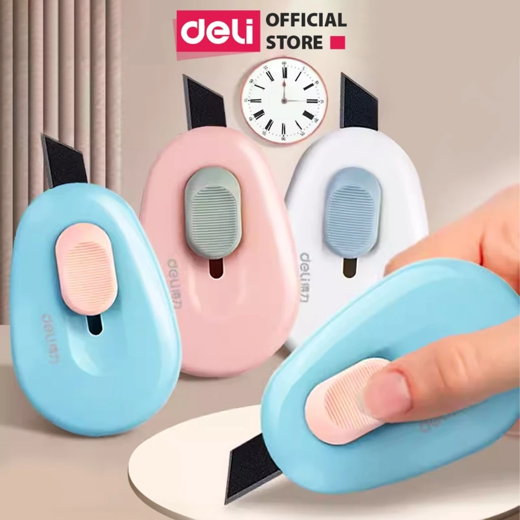 Dao rọc giấy mini 35mm cao cấp Deli Thép hợp kim siêu bền,nhỏ gọn sắc bén cho học sinh, văn phòng có lỗ treo E2050