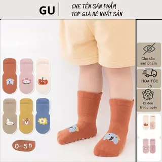 Set 5 Đôi Tất Trẻ Em Quả Bí Tất Cho Bé Cotton Chống Trơn Trượt Cho Bé Trai, Bé Gái Đi Cực Xinh SS30