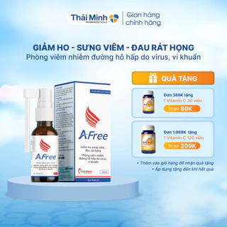 Xịt họng AFree Thái Minh - Hỗ trợ giảm nhanh triệu chứng ho, sưng viêm, đau rát họng, nhiệt miệng từ keo ong - Lọ 30ml