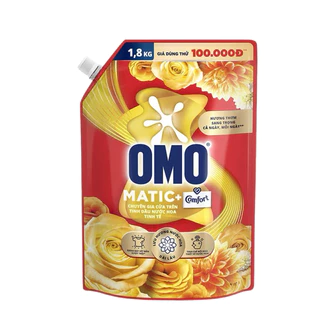 Túi nước giặt Omo Matic cửa trên Comfort tinh dầu nước hoa tinh tế 1.8kg