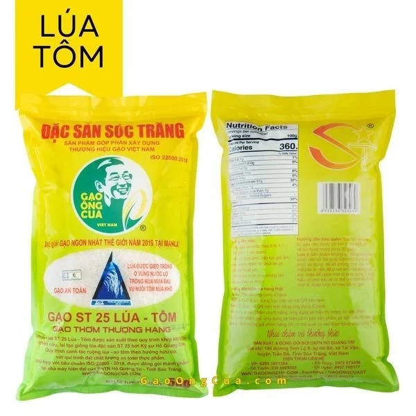 Gạo ST25 ngon nhất thế giới Lúa Tôm túi 5kg của ông Hồ Quang Cua