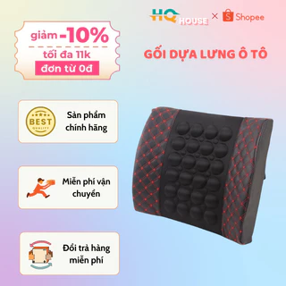 Gối tựa lưng massage trên xe ô tô, xe hơi bọc da cao cấp, Đệm massage lưng rung thư gian điện 12-24v