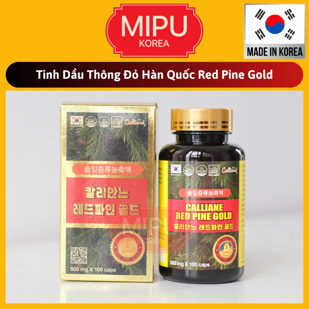 (Date 4/2027) Tinh Dầu Thông Đỏ Hàn Quốc Red Pine Gold 100% Hộp 100 viên