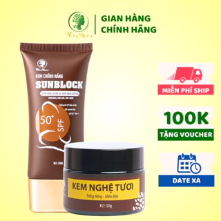 Bộ trắng da, bye nám, chống nắng Wonmom ( 1 Kem nghệ tươi + 1 Kem chống nắng )