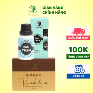 Bộ chăm sóc tình mẫu tử giúp mẹ thơm, bé khỏe Wonmom ( 1 hộp thảo mộc xông vùng kín cho mẹ + 1 dầu tràm )