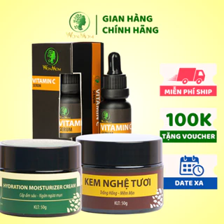 Bộ trắng da, sạch nám cơ bản ngày và đêm Wonmom ( Kem cấp ẩm + Serum vitamin C + Kem nghệ tươi )