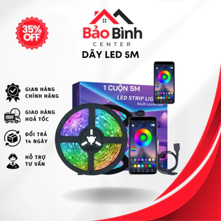 Đèn Dây Led RGB 16 triệu màu 5M điều khiển bằng điện thoại, nháy theo nhạc, trang trí decor phòng