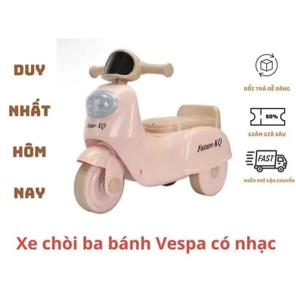 Xe chòi chân Vespa ba bánh cho bé 1-3 tuổi có nhạc đèn