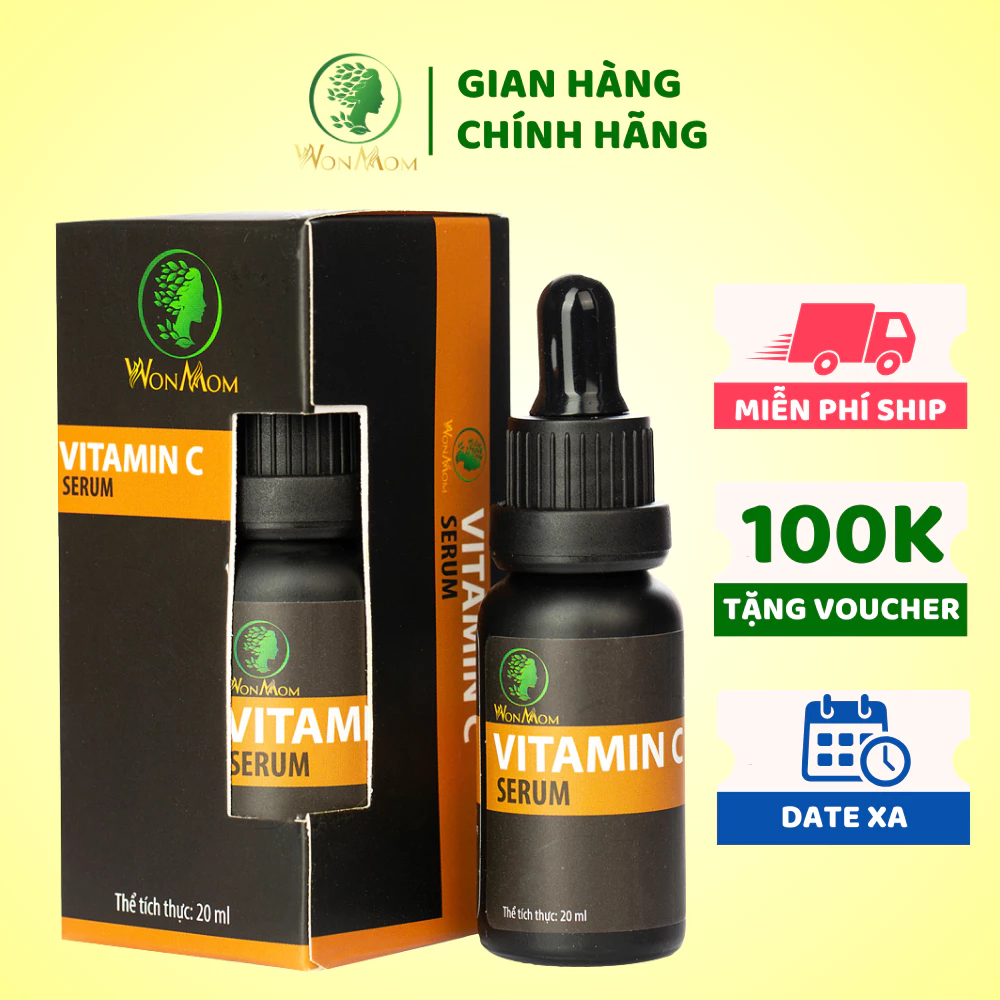 Serum vitamin C trắng da, sạch nám từ thảo mộc Wonmom 20ml